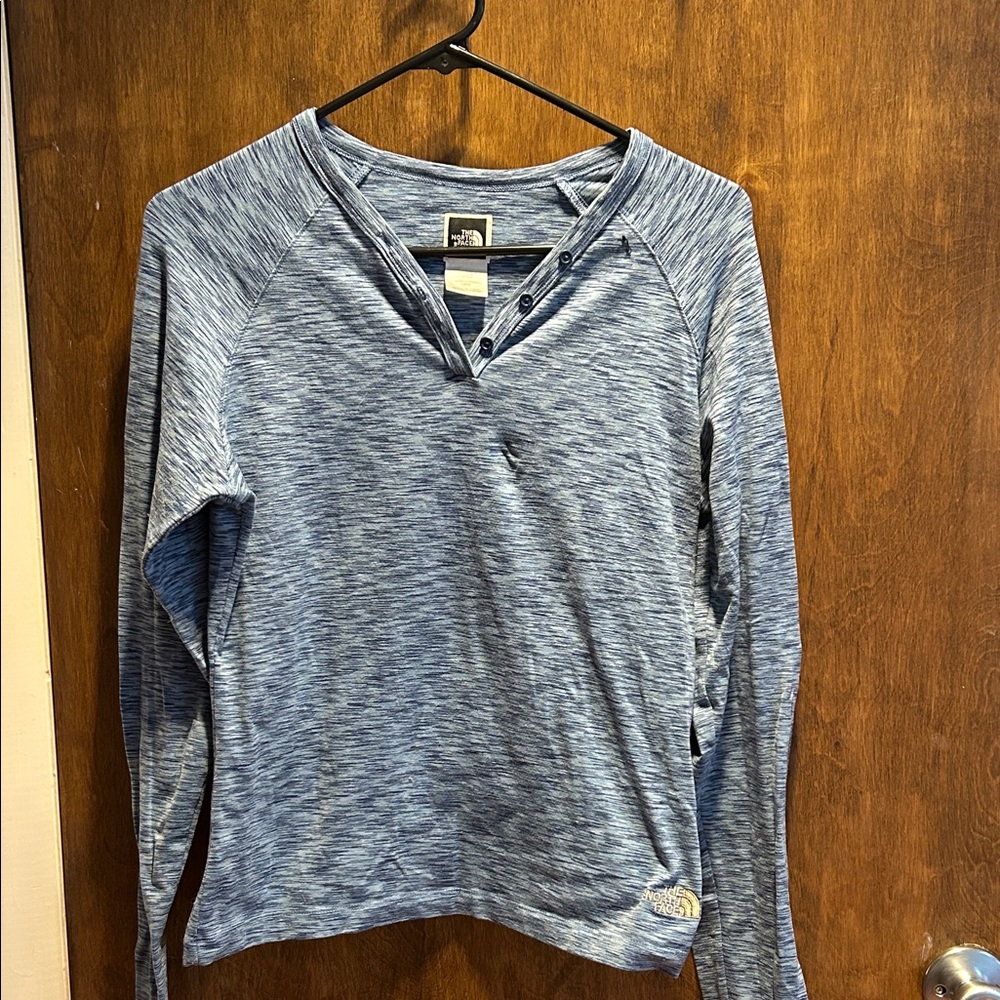 The North Face Heathered Blue Long Sleeve Shirt